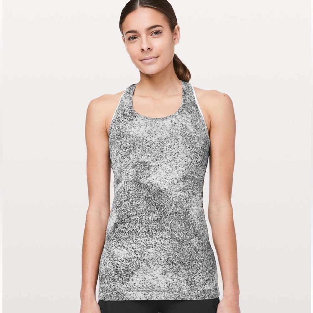 Lululemon Cool Racerback II - Luon Spray Jacquard White Black